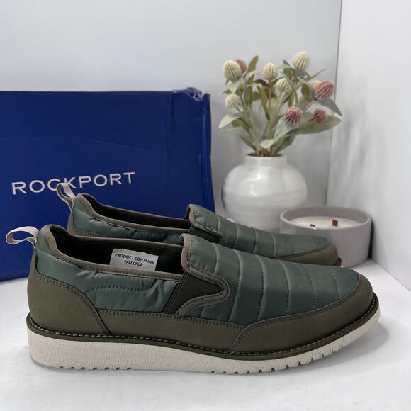 Rockport Axelrod Quilted Slip On Shoes Olive Green CI6928 Men 11 M NWB - Picture 3 of 9